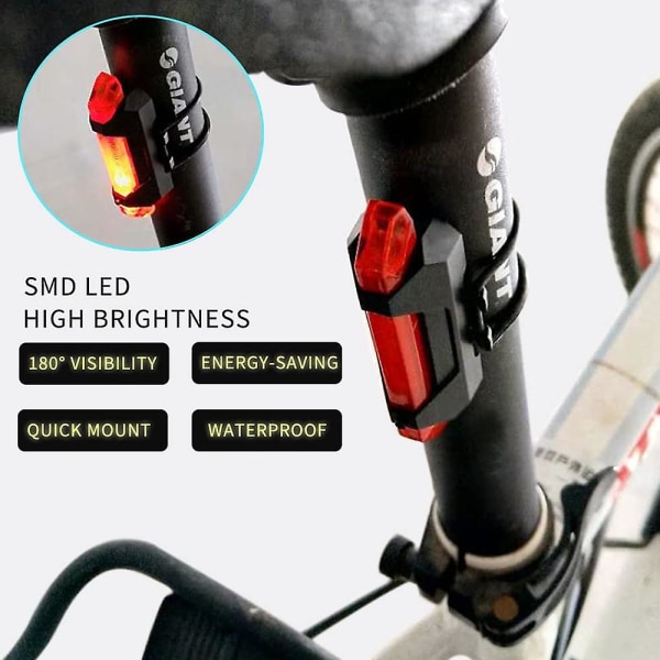 USB uppladdningsbar led cykel bakljus Ljus cykel bakre cykling