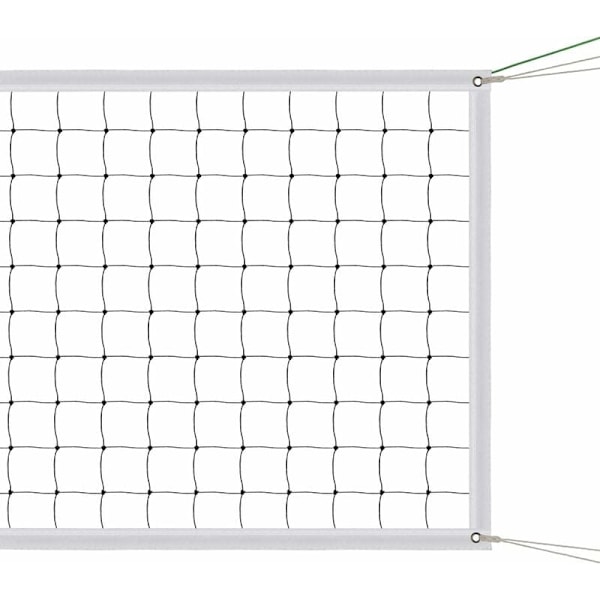 Volleyballnet til udskiftning - Standardstørrelse (9,5 m x 1 m) - med stålkabel - forstærkede sideremse - til strand, have, pool, indendørs og udendørs (kun net)
