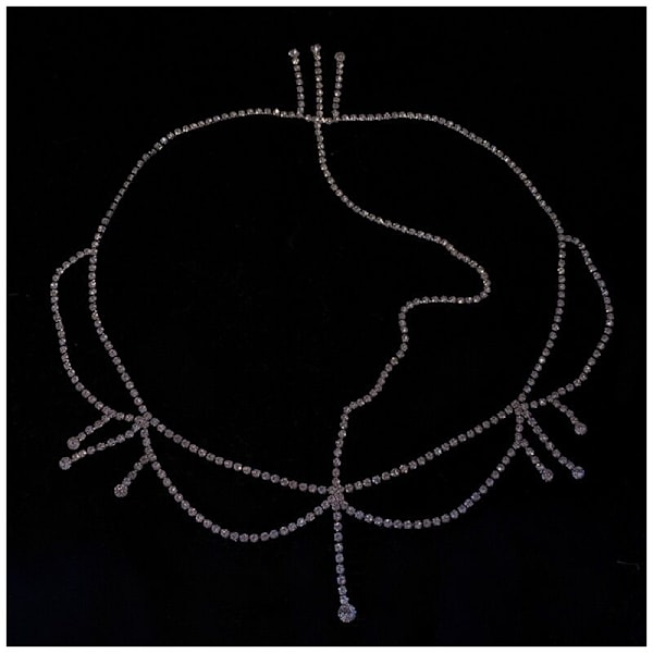 Kristallhuvudkedja Silver Bride Rhinestone Tassel Hårkedja Wed