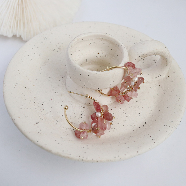 Vintage Yard Wind Natural Pearl Pink Crystal Strawberry Girl