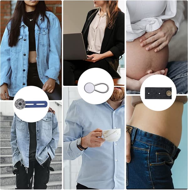 14 stk bukseutvidere knapper silikon midjeutvidere jeans B
