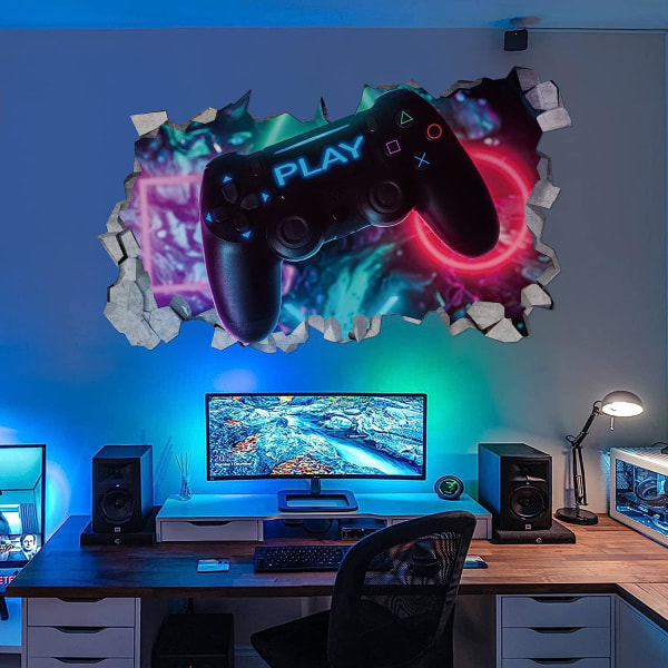 3D Gamer Vægklistermærker, Gamer Poster Vægdekoration, Dreng Soveværelse