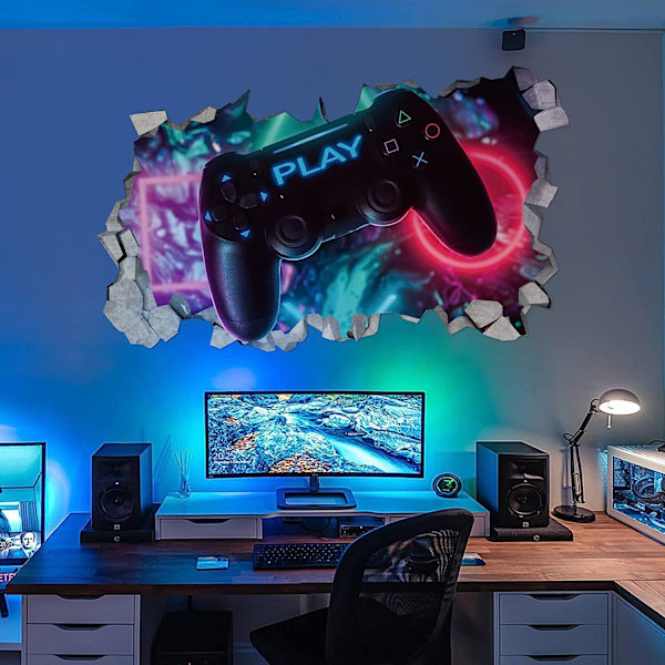 3D Gamer Veggklistremerker, Gamer Poster Veggdekorasjon, Gutt Soverom