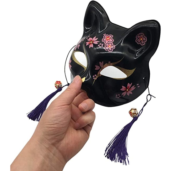 Kitsune Fox Mask for julekostyme, Animal Cosplay Kabuki Hal