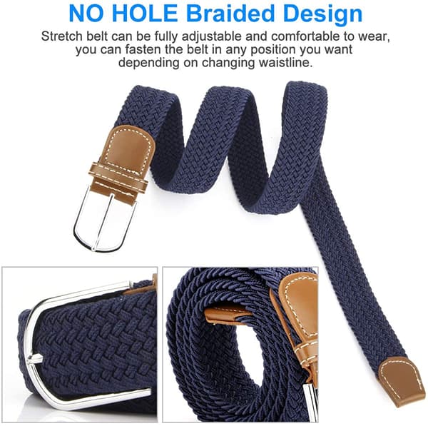 2-pack damvävda stretchbälten blå + svart herr elastiskt bälte