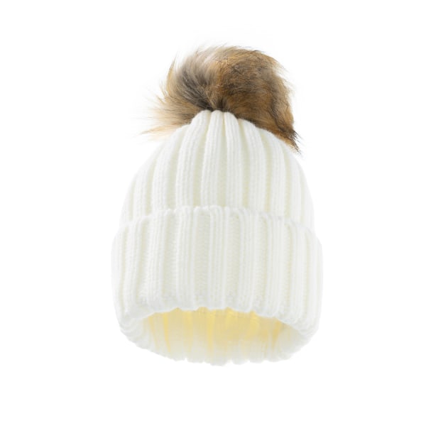 Valkoinen Winter pipo hattu lämmin neulottu hattu set pään single bal