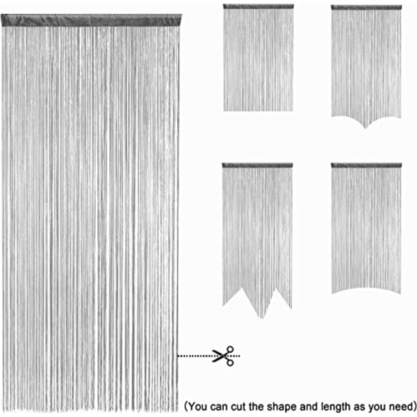 Tyndt reb dørgardin med sølvtråd (grå, 100 * 200cm), s