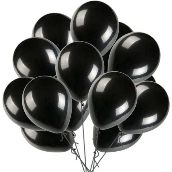 100 stk Balloner Sort Latex 10" Perle Sorte Balloner Helium Blac
