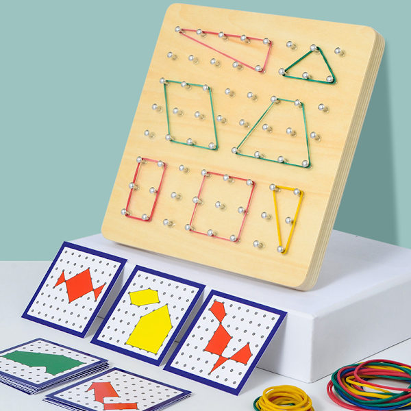 Træ Geoboard Matematisk Manipulativt Material Array Blok G