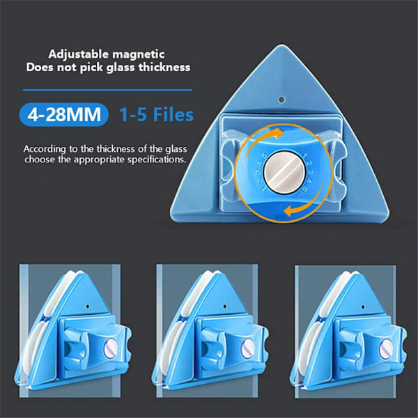 Blå - 1 stk Dobbeltsidig Vindusvasker Vindusvisker Magnetisk