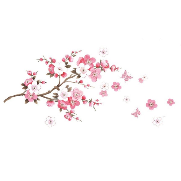 CHERRY BLOSSOM vægklistermærker med sommerfugle pink rød I sakura
