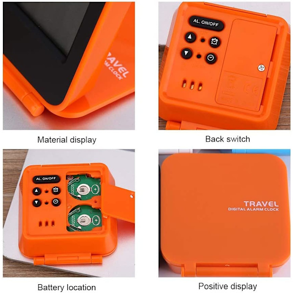Multifunktionell Mini Fällbar Digital Väckarklocka Bärbar LE orange