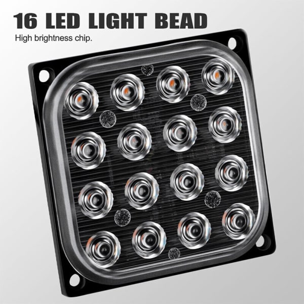 Fyrkantig 16-LED blinkande sidomarkeringsindikator Broms bakljus