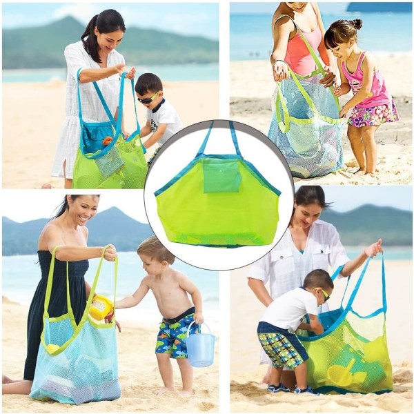 Mesh strandlegetøjstaske Legetøjsopbevaringsnet til at bære legetøj og håndklæder