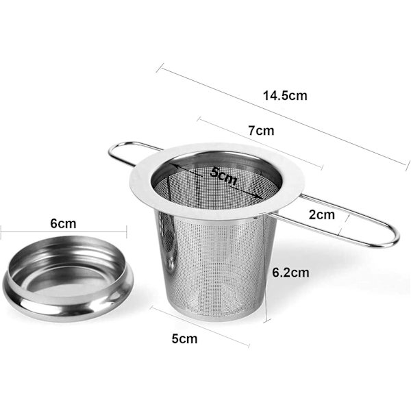 1 st rostfritt stål te-filter med fällbar design,
