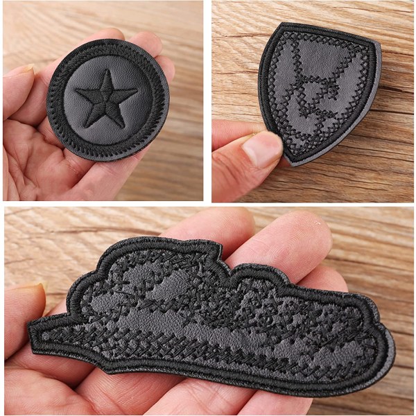 20 STK Broderi Iron-on Patch, Black Badge Brodery Patch Ap