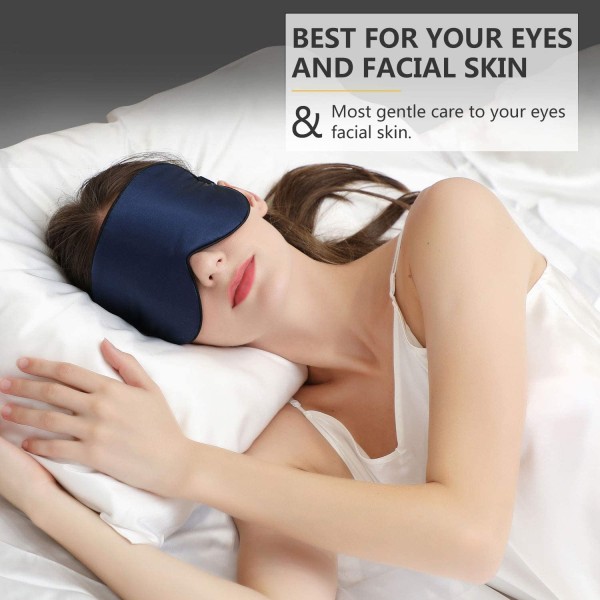 Silke øjenmaske, sovemaske, justerbar rem, letvægts blindfo