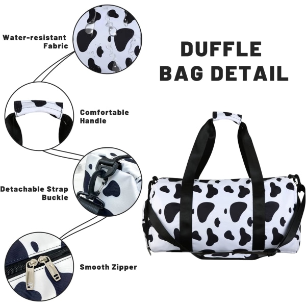 Liten resväska för kvinnor Milk Cow Pattern Sportsbag för kvinnor