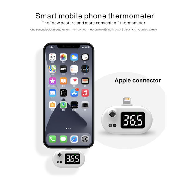 Mobiltelefon USB Smart Termometer Bao k8 Berøringsfri Infrarød Th