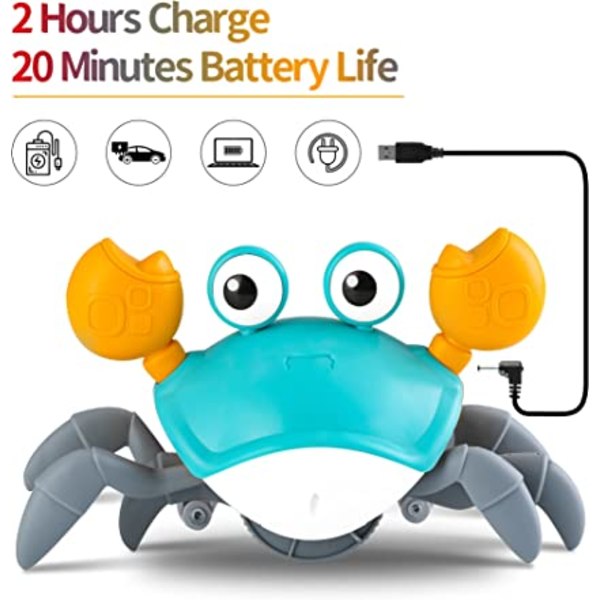 Baby Crawling Crab Toy Har musikk og LED-lys, Toddler Inte