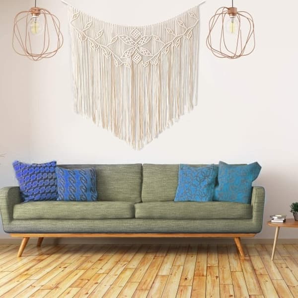 Macrame vægophæng, vævet gobelin, moderne chic vævet kunst,