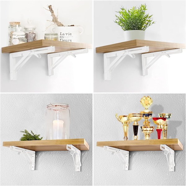 Folding Bracket 400mm, 2 stk. Svart Folding Console Bracket, Folding Shelf Brackets Load, Heavy Duty Retractable Foldi