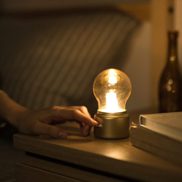 Retro nattbordslampe pære (D'oro), USB oppladbar LED nattlys
