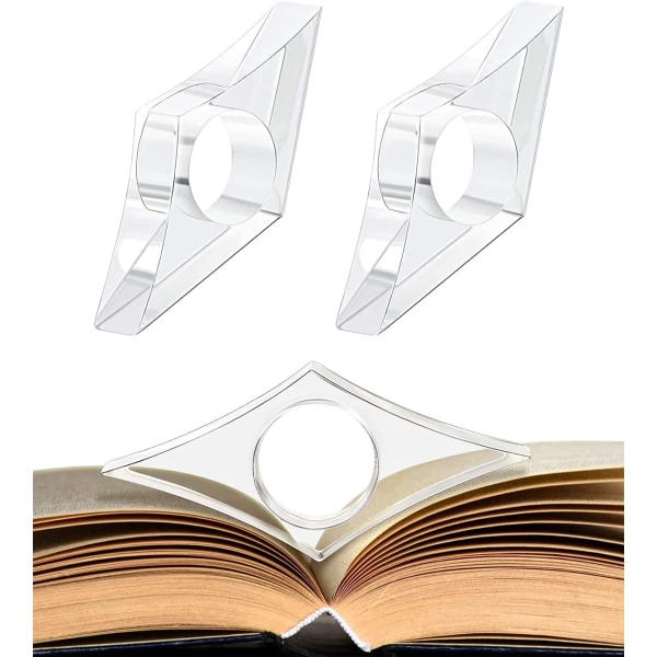 2 delar genomskinlig tumring Bokmärke Akryl bok Sidhållare Hand