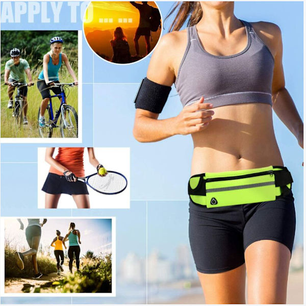 Löparbälte för kvinnor och män Vattentät Sport Fanny Pack Adju