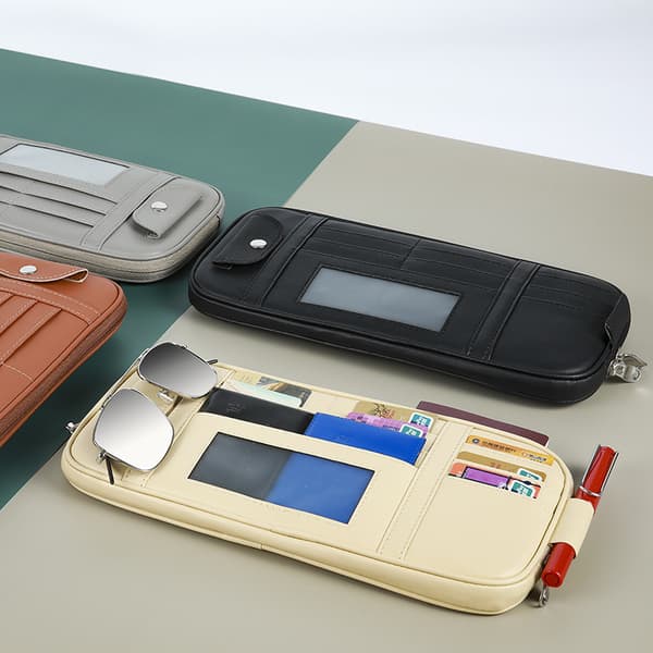 Bil Solskærm Organizer (Grå), Bil Interiør Læder Tilbehør