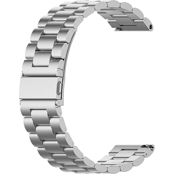 Silverfärgad metallklockarmband 22 mm, ersättning i rostfritt stål