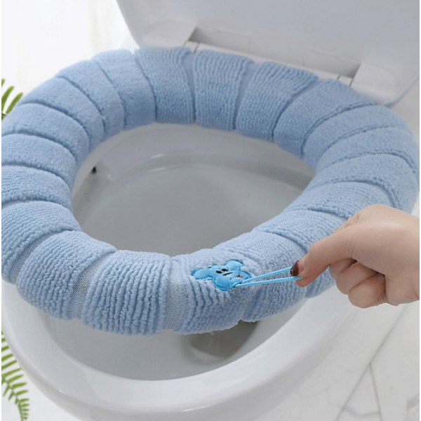 WC-istuinpehmuste Kotitalous neulottu o-tyyppinen WC-istuinpehmuste lämmin WC-istuin s