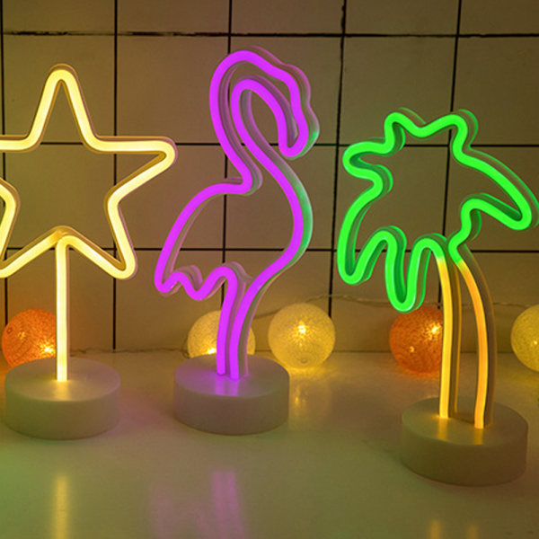 Neonljus i form av ett kokosnötsträd, batteridrivet för vardagsrum och sovrum H