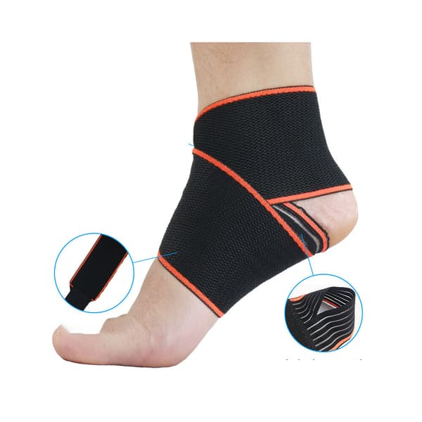 Et par (blå) ankelstøttebandage justerbar åndbar elastisk