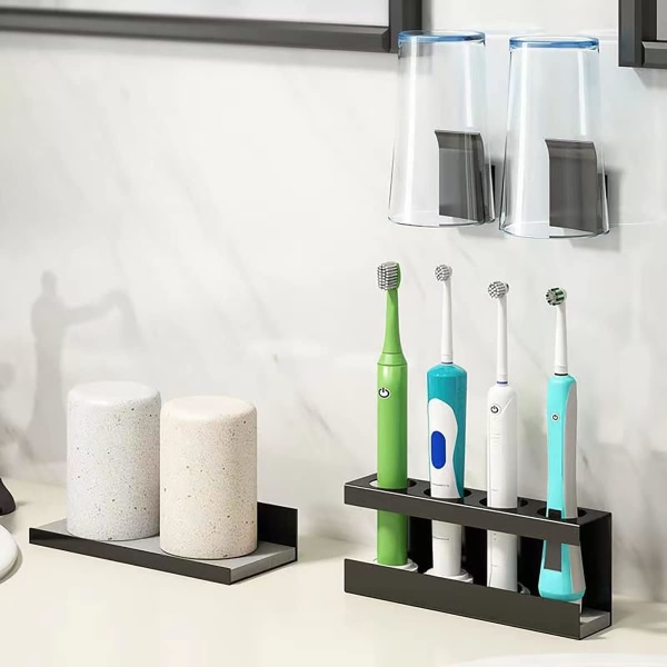 Tandbørsteholder (hvid 4 huller), vægmonteret tandbørsteholder