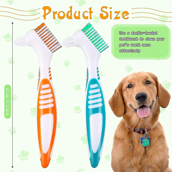 2-pakk kjæledyr tannbørste Dobbeltsidig kjæledyr tannbørste hund katt til