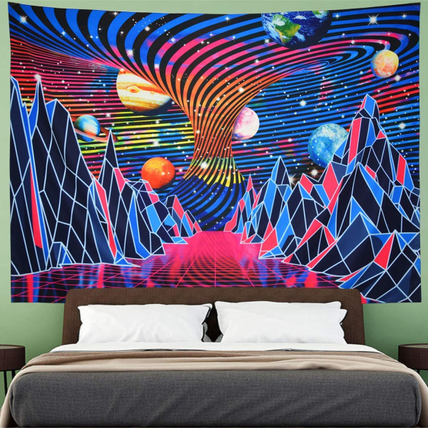 Wall Tapestry Mountain Planet Tornado Wave Tapestry Retro Ab