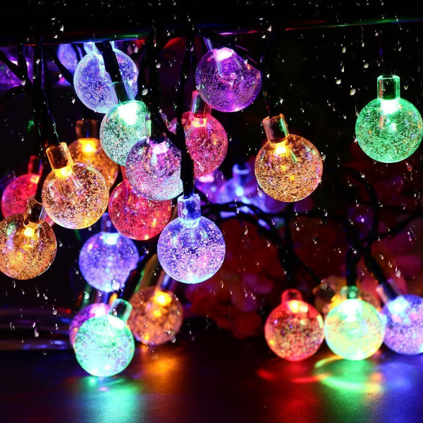 LED utendørs strenglys Flerfarget krystallkule Fairy Ligh