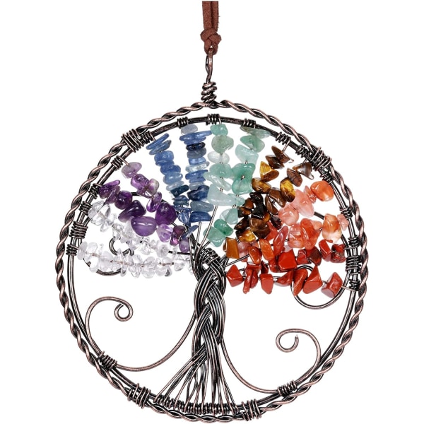 7 Chakra Reiki Healing Crystal Tree of Life Ornament Line Quartz