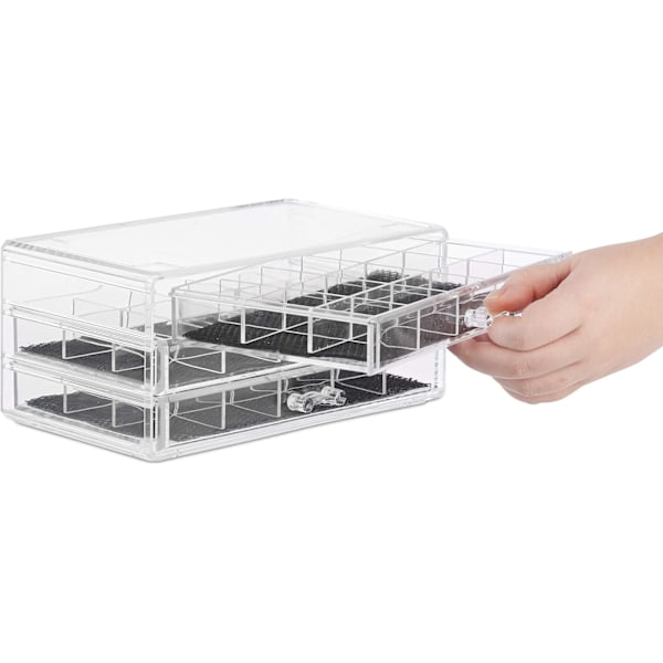 Makeup Organizer, Make-Up, 3 Skuffer, Kosmetik Opbevaring, Boks, Smykker, Transparent 72 Rum