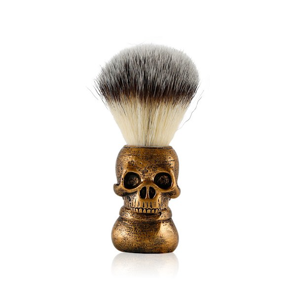 Barber Salon Skæg Shaving Skull Hoved Håndtag Barbering Pensel (Guld)