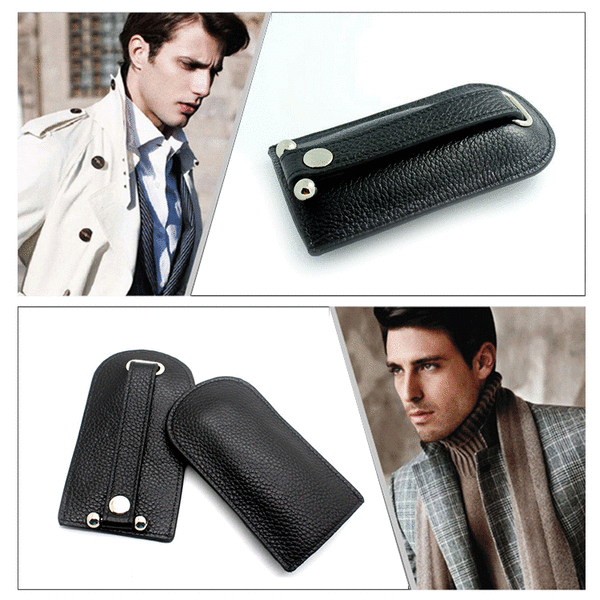 Leather Collection Bell Key Case Black