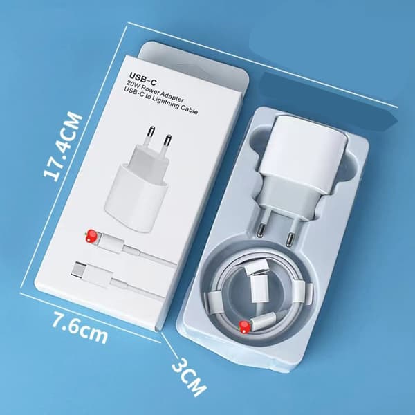 iPhone Laddare - Snabbladdare - Adapter + Kabel 20W USB-C Vit 4-Pack iPhone