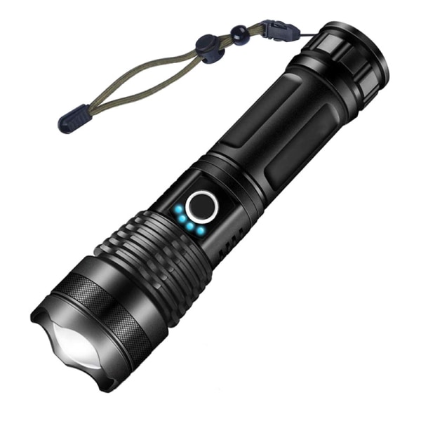 Ultra kraftig LED-lommelykt, USB-oppladbar, 5 lommelyktmoduser, A