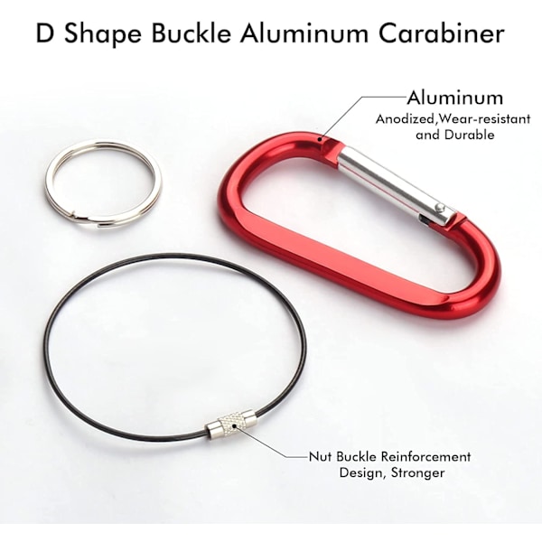 10-pack karbinhakar, 3,2\" aluminium karbinhake nyckelring D