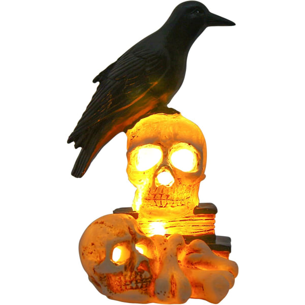 DIY Crow på skelet Halloween dekorationer med LED-lys, Crow