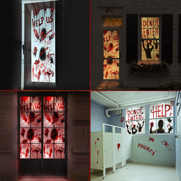 5 ark Halloween-festdekorasjon Vindusdekaler Horror Vegg