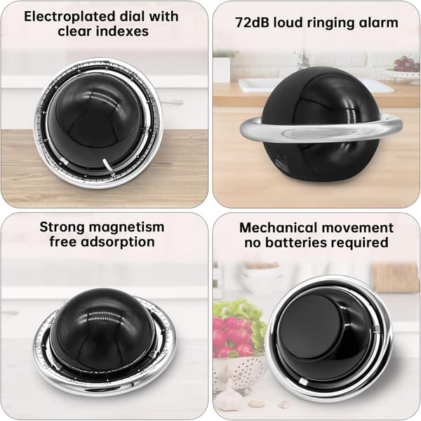 Køkkenmekanisk timer Magnetisk nedtællingstimer 60 minutter klæbende nedtællingstimer med 72dB alarm