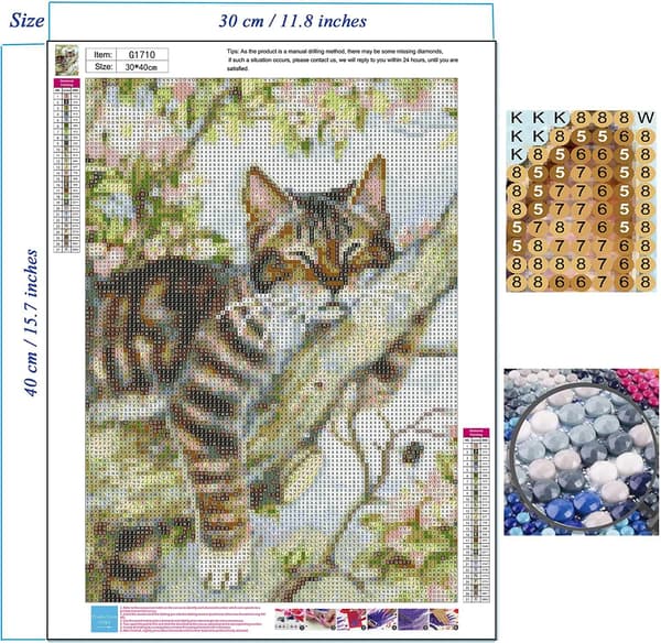 30x40cm, katt 5d diamantmålad strassbroderi canvas（3）