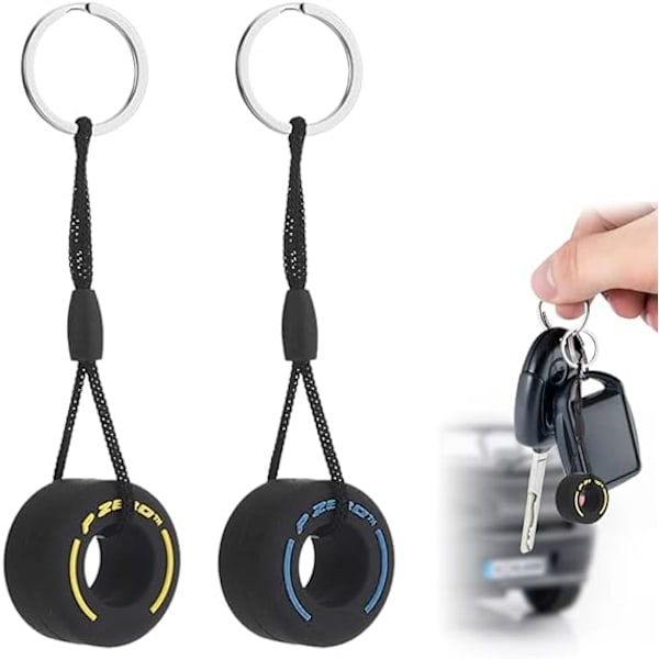 Dekk Nøkkelring, Dekk Nøkkelring, Gummi Dekk Nøkkelring, Gummi Dekk Nøkkelring, Gummi Nøkkelring, Nøkkelring Anheng, Kreativ Hjul Nøkkelring, Blå + Gul, 2 Stykker